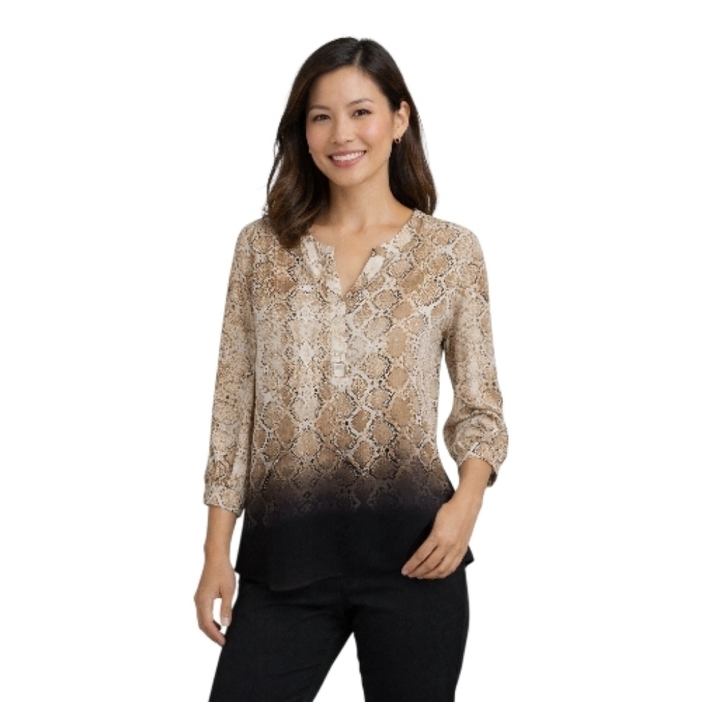 Investments Python Pattern Blouse Petite Small  Lightweight NWT